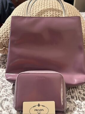 Prada Patent Leather Tote and Zip Wallet in Mauve
